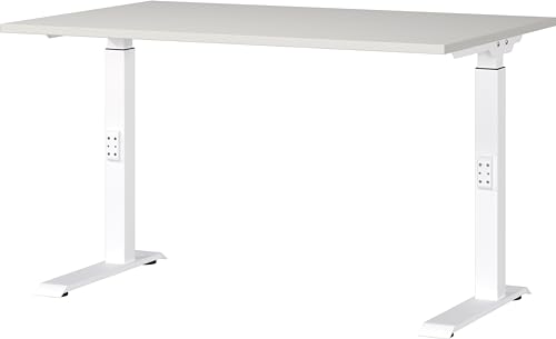 Germania Desk 7910-642, in light grey/white, medium height setting, 120 x 91 x 80 cm (WxHxD)