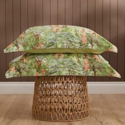Voyage Maison Eden Ruins Pillowcase Pair – 100% Cotton Tropical Floral Design (Green)