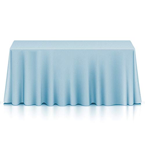 "Lann's Linens - 90"" x 156"" Premium Tablecloth for Wedding/Banquet/Restaurant - Rectangular Polyester Fabric Table Cloth - Baby Blue"