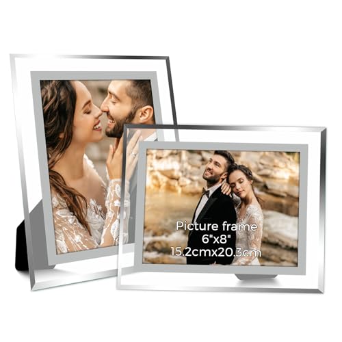 Woobroo 2PCS 8X6 Photo Frames, Glass Picture Frames for Wedding Photos, Family Photos, Home Decoration, Table Decorations