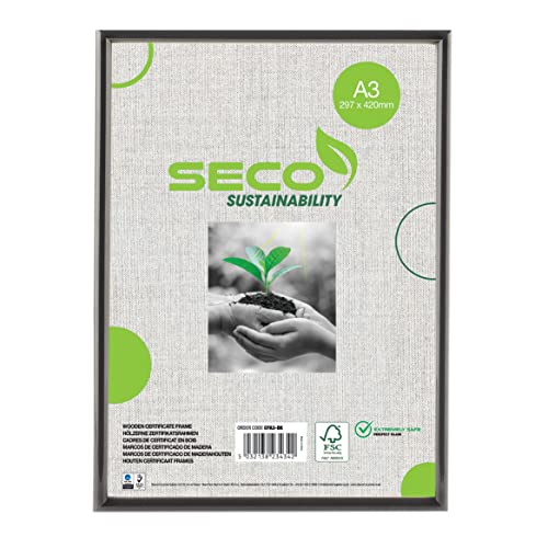 Stewart Superior A3 Black Wooden Picture Frame - Perspex Safety Glass Photo & Certificate Display - Wall Mounted Portrait or Landscape Frame