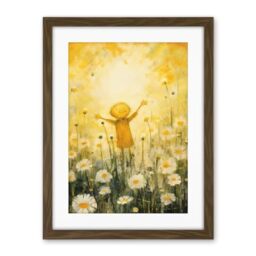 Artery8 Sunshine Happiness and Flowers Everywhere Simple Kids Bedroom Nursery Artwork Framed Wall Art Print 18X24 Inch