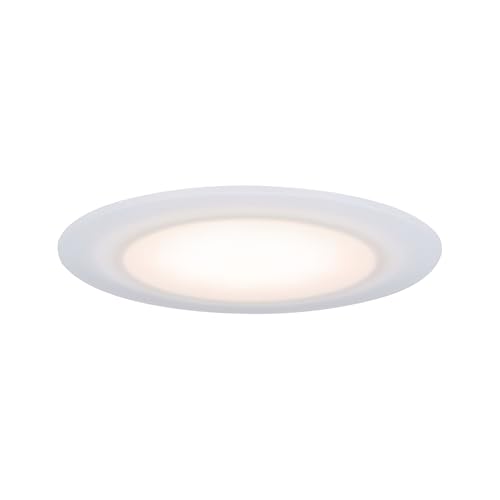 Paulmann Premium Suon LED Recessed Luminaire Round, 1x6.5W Dimmable, 2700K Warm White, Satin White Plastic, Indoor, Living Room, 1er-Set