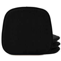 Shinnwa Kitchen Chair Cushions for Dining Chairs Cushion Indoor Room Metal Seat Non Slip Pads with U-Shaped Foam Pad and Plaid Velvet Cover Overall Washable Set of 4 [15 x 16 Inches] Black