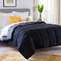 Linenspa 4 Seasons Microfibre Duvet - All Season Duvet - Ultra Soft - 135 x 200 cm, Black/Graphite