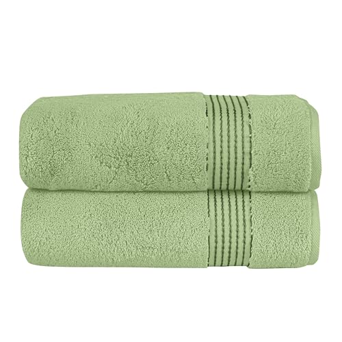 Elegant Comfort Premium Turkish Cotton 2 Pack Bath Towel Set - 27 x 54 inch, Luxurious Hotel Spa Quality 100% Turkish Cotton 2PC Bath Towel Set - Highly Absorbent - Soft Bathroom Towels, Sage