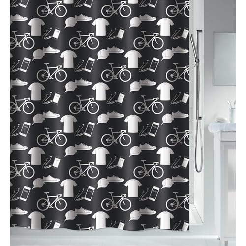 Spirella Polyester Patchwork Shower Curtain 120 x 200 cm Black
