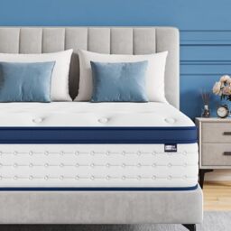 BedStory Double Mattress 4FT6, 10.3 Inch Hybrid Mattress, 7-Zone Mattress with Breathable Foam and Individually Pocket Sprung Firm- Extra Lumbar Support(135x190x26cm)
