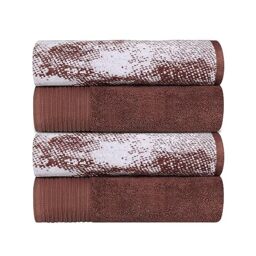 Superior Cotton Solid and Marble Bath Towel Set of 4, Quick Drying Body Towels, Large, Highly Absorbent, Soft, Modern Decorative Bathroom Accessories, Shower, Bath Home Essentials, Brown