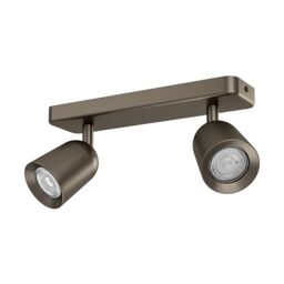 Eglo Spotlight bar Camaldoli, Kitchen Light Fitting with 2 Flexible Spots, Ceiling lamp Living Room Made of Bronze Steel, GU10 Socket