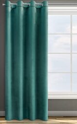 Eurofirany Design91 ROSA Soft Plain Opaque Velvet Curtain with Eyelets - 1 Unit, Fluffy Panel Drape Classic Glamour Elegant Living Room Bedroom, W55 x L98, Dark Turquoise