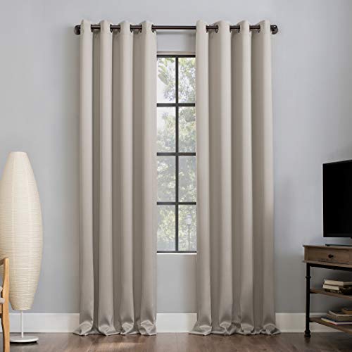"Sun Zero Nordic 2-pack Theater Grade Extreme Total Blackout Grommet Curtain Panel Pair, 52"" x 63"", Stone (Pack of 1)"