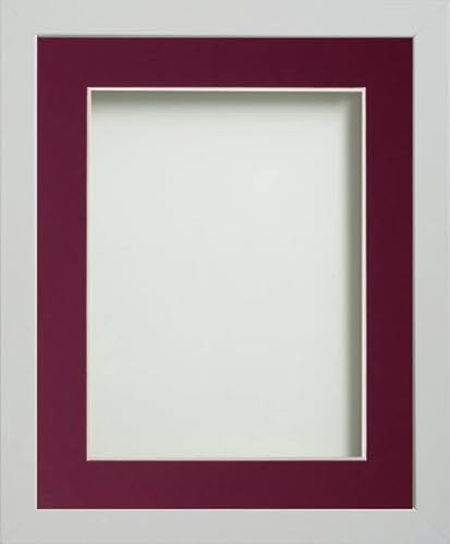 Frame Company Allington White Photo Frame with Plum Mount, 6x4 for 4x3 inch, fitted with perspex