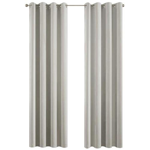 Yakamok Light Beige Curtains for Bedroom,Thermal Insulated Room Darkening Drapes for Living Room(38Wx90L, Light Beige, 2 Panels)