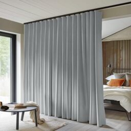 MaKefeile Room Divider Curtains - Total Blackout Privacy Panel - Thermal Insulated Noise Reduction - Bedroom/Window/Living Room - Ceiling Track - W 8.3 ft × H 8 ft - Grey