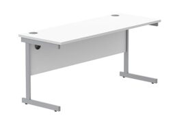 Office Hippo Essentials Rectangular Writing Computer Work Place, Home Office Desk with Cable Port Management, MFC, Arctic White, 160x60cm