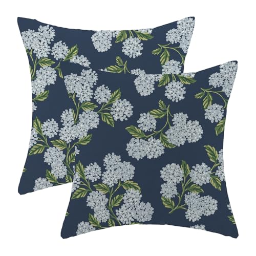 OFIRD Spring Pillow Covers 18x18 Pack of 2 Blue Green Hydrangea Floral Decorative Throw Pillow Covers Outdoor Summer Seasonal Flower Decor Pillowcase Farmhouse Linen Cushion Case for Home Couch