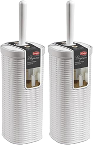 Stefanplast Toilet brush Elegance 11,5x11,5x40cm in white, 11.5 x 11.5 x 40 cm (Pack of 2)