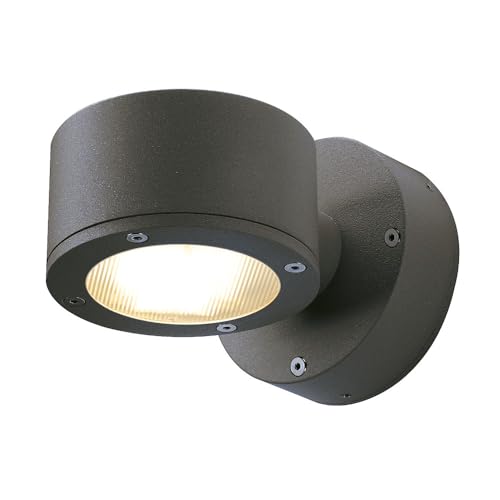 SLV Outdoor Wall Lights - SITRA Outdoor Wall Lights for GX53 LED Bulb-Energy-Efficient Single Outdoor Wall Lights for Front Door, Garden, Garage & Patio - IP44, 9W, 220-240V, 10 x 10 cm, Anthracite