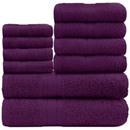 GC GAVENO CAVAILIA Soft 100% Cotton 10 Piece Towel Bale Set, Purple