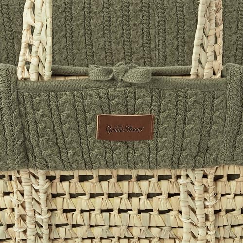The Little Green Sheep Cable Knit Moses Basket Replacement Liner - Juniper
