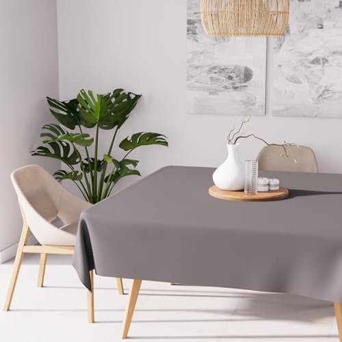 Soleil d'ocre Alix Nappe, Polyester, Grey, 140 x 140 cm