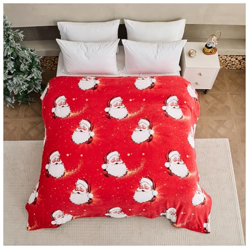 GC GAVENO CAVAILIA Sherpa Warm & Cosy Christmas Sofa Gift Bed Blanket - Flannel Fleece Xmas Throw 170 x 230 Cm - Fluffy Lightweight Santa Claus Throws for Couch - Multi