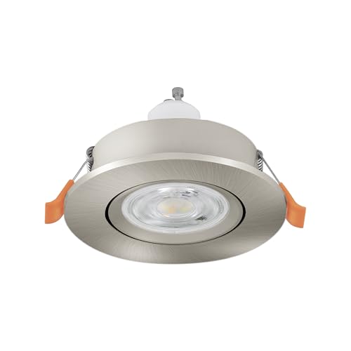 Eglo LED recessed Spotlight Barranco, Ceiling Spot for Living Room - Adjustable light in Silver Plastic, warm white, Including GU10 Bulb