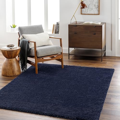 Livabliss Claire Shaggy Berber Carpet 200 x 275 cm, Soft Plush Thick Pile for Living Room & Bedroom, Modern Neutral Boho Design, Easy Care, Navy Blue