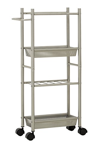 Premier 4 Tier Trolley, 2 Baskets, Brush Nickel