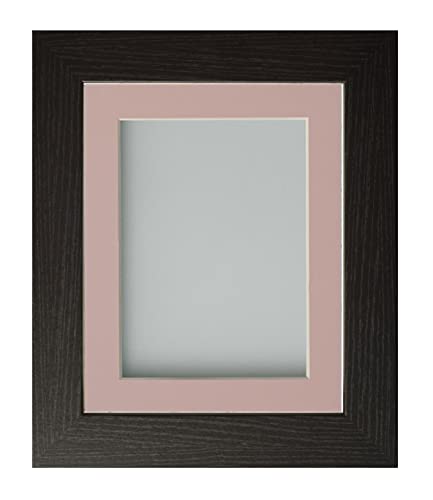 Frame Company Watson Black Picture Photo Frame fitted with Perspex, 9x7 inch with Pink Mount for image size 7x5 inch