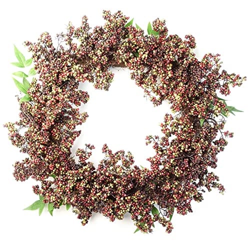Leaf Design Artificial Berry Wreath, Black, 55cm