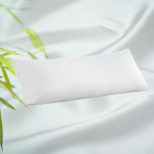 1 Pack Body Size Bamboo Viscose Zippered Pillow Case,400 Thread Count Cooling Pillow Protectors for Hot Sleepers, Luxurious Hotel Quality - Silky, Soft, Breathable (20x54 Inches, White)