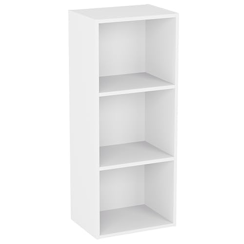 Vida Designs Oxford 3 Tier Cube Bookcase, White Wooden Shelving Display Storage Unit Office Living Room Furniture