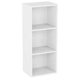 Vida Designs Oxford 3 Tier Cube Bookcase - White - 80 H x 32 W x 24 D - Freestanding Unit - Anti-Tip Kit - Space-Saving Storage - Compact - Easy Assembly - Modern Living Room Furniture