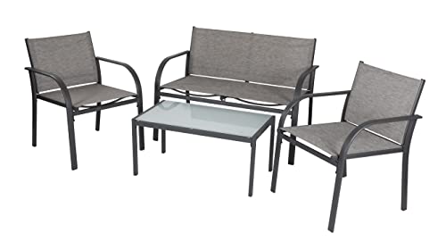 Lifetime Garden Bistro Set - Paris - 4 Pieces - Rattan Table, Chairs and Garden Bench - Black - Garden, Balcony and Terrace