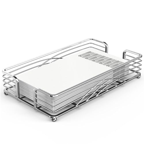 LEVIMETREE Silver Guest Towel Holder Tray for Bathroom – Countertop Napkin Organizer for Disposable Paper Towels, Elegant Hand Towel Rack for Powder Room, Modern Guest Bathroom Accessories