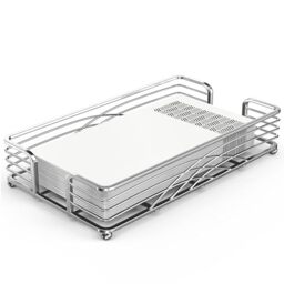LEVIMETREE Silver Guest Towel Holder Tray for Bathroom – Countertop Napkin Organizer for Disposable Paper Towels, Elegant Hand Towel Rack for Powder Room, Modern Guest Bathroom Accessories