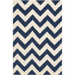 Safavieh Contemporary Indoor Hand Tufted Rectangle Area Rug, Chatham Collection, CHT715, in Dark Blue / Ivory, 91 X 152 cm for Living Room, Bedroom or Any Indoor Space