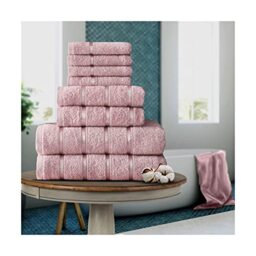 FAIRWAYUK 8-Piece Towels Bale Set for Bathroom, Ultra Soft Premium Quality Water Absorbent Towel Gift Sets, 100% Egyptian Cotton, 4x Face 2x Hand 2x Bath Towels, Blush Pink