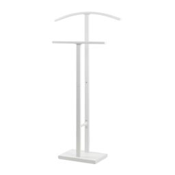 TAISSU - Valet Stand Mod. ADAK - Matte White - With Top Hanger and Pants Bar - 52 x 18 x 100 cm - Steel with Concrete Base - Bedroom Coat Rack