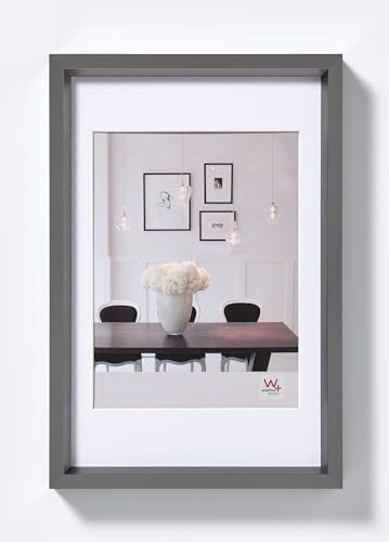 walther design Picture Frame Steel 40 x 60 cm with PassepArtout, Steel Style Plastic Frame ES460D