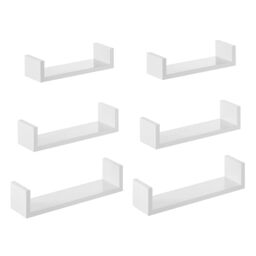 SONGMICS Floating Shelf Set of 6, 30/35/40 cm, Decorative Wall Shelves - Each Holds up to 10 kg, for Living Room, Home Office, Bathroom, Kitchen, Cloud White