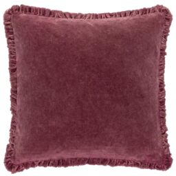 Yard Bertie Washed Cotton Velvet Filled Cushion (Burnt Red, 45 x 45 cm)