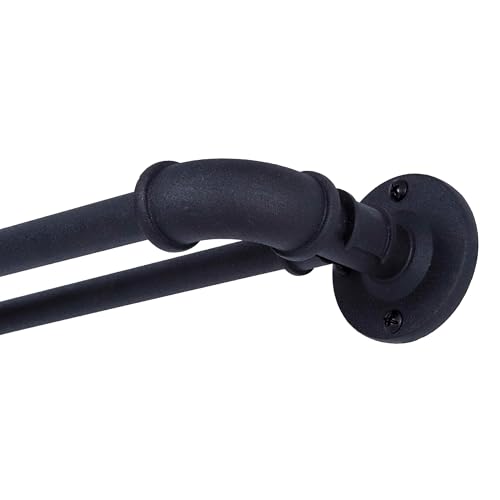 "Sun Zero SN Bronn Wrap Around Room Darkening Double Curtain Rod, 36-66"", Matte Black"