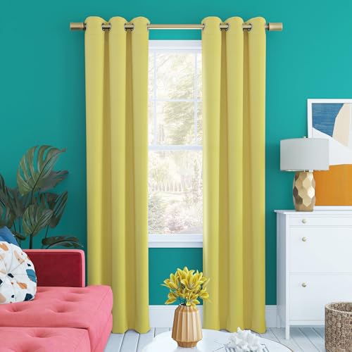 "Sun Zero Halton Bright Vibes Total Blackout Grommet Curtain Panel, 40"" x 84"", Sunflower Yellow"