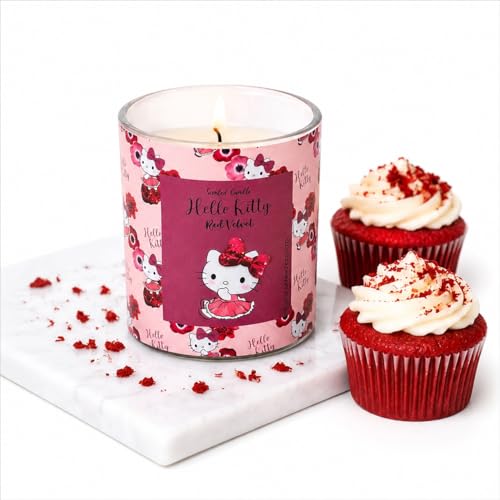 Hello Kitty Red Velvet Scented Candle, 213g, 1-Wick, 35 Hour Burn Time