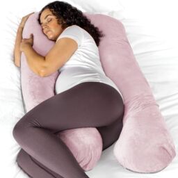 Aamira U Shaped Pregnancy Pillow, Memory Foam, Pink & Dark Grey