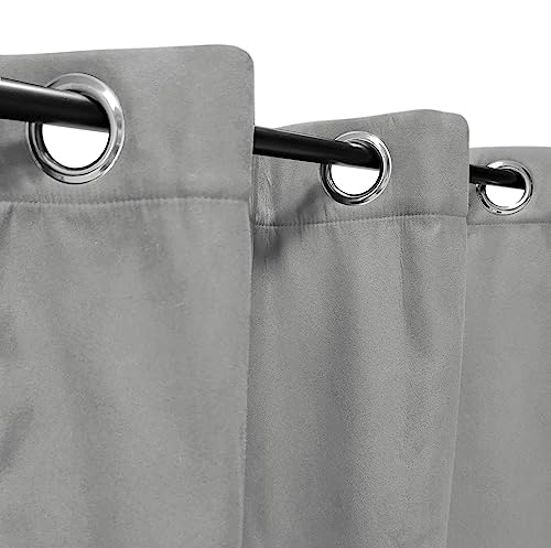 Atout Ciel Thermal Faux Suede Fleece Lined Curtain 140 x 240 cm Ready to Hang Grey