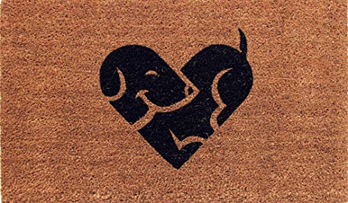 Coco&Coir Natural Coir - Non-Slip - Thick Coir - Premium Quality - Rubber Backed - Eco-Friendly - Indoor - Outdoor - Heavy Duty - Puppy, Dog, Pet Themed -Entrance Door Mat - 45 x 75 cm (Puppy Love)